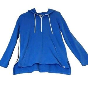 T by Talbots Womens 1/4 Zip Hoodie Pullover Top Sz XS Royal Blue Pockets‎